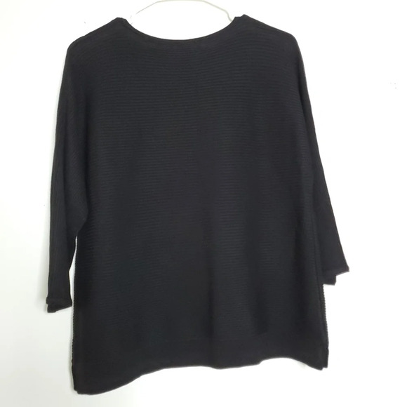 Chico's Ribbed Knit Sweater Size 1 Medium Black 3/4 Dolman Sleeve Round … - Picture 9 of 10
